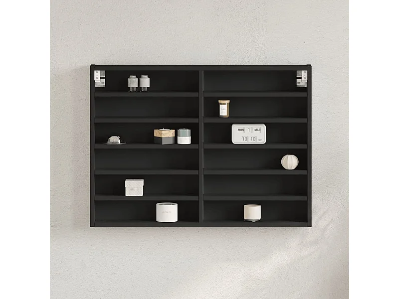 Armoire à vitrine noir 80x8,5x58 cm bois d'ingénierie