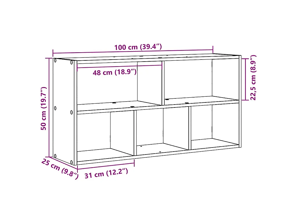 Scaffale a Muro Rovere Fumo 100x25x50 cm in Legno Multistrato