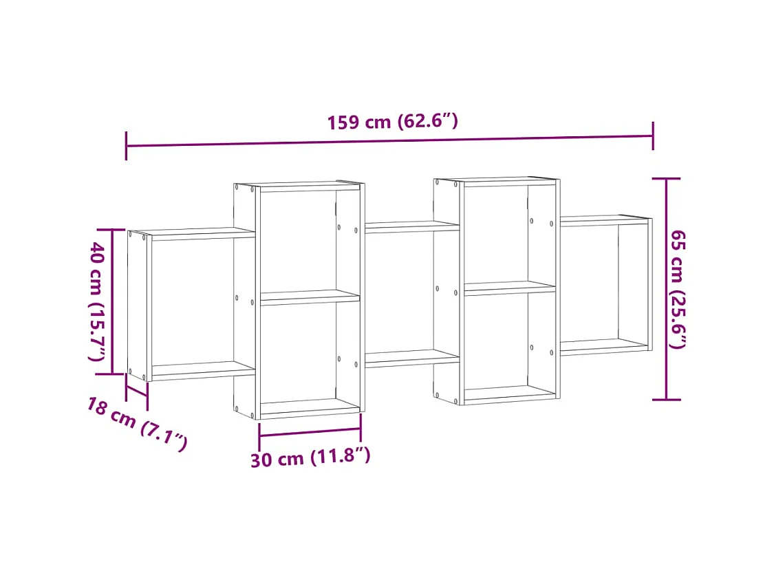 Wandregal Schwarz 159x18x65 cm Holzwerkstoff