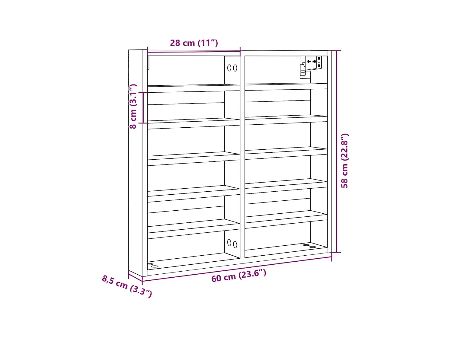 Armoire à vitrine chêne fumé 60x8,5x58 cm bois d'ingénierie