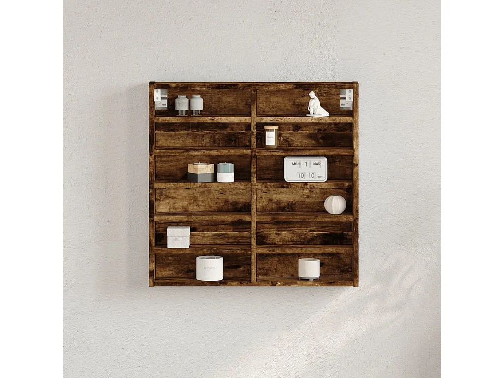 Armoire à vitrine chêne fumé 60x8,5x58 cm bois d'ingénierie