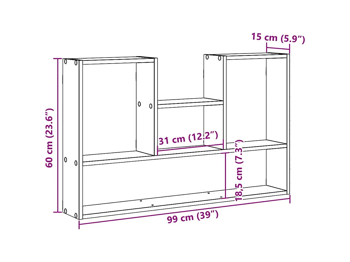 Estantería de pared madera de ingeniería blanco 99x15x60 cm