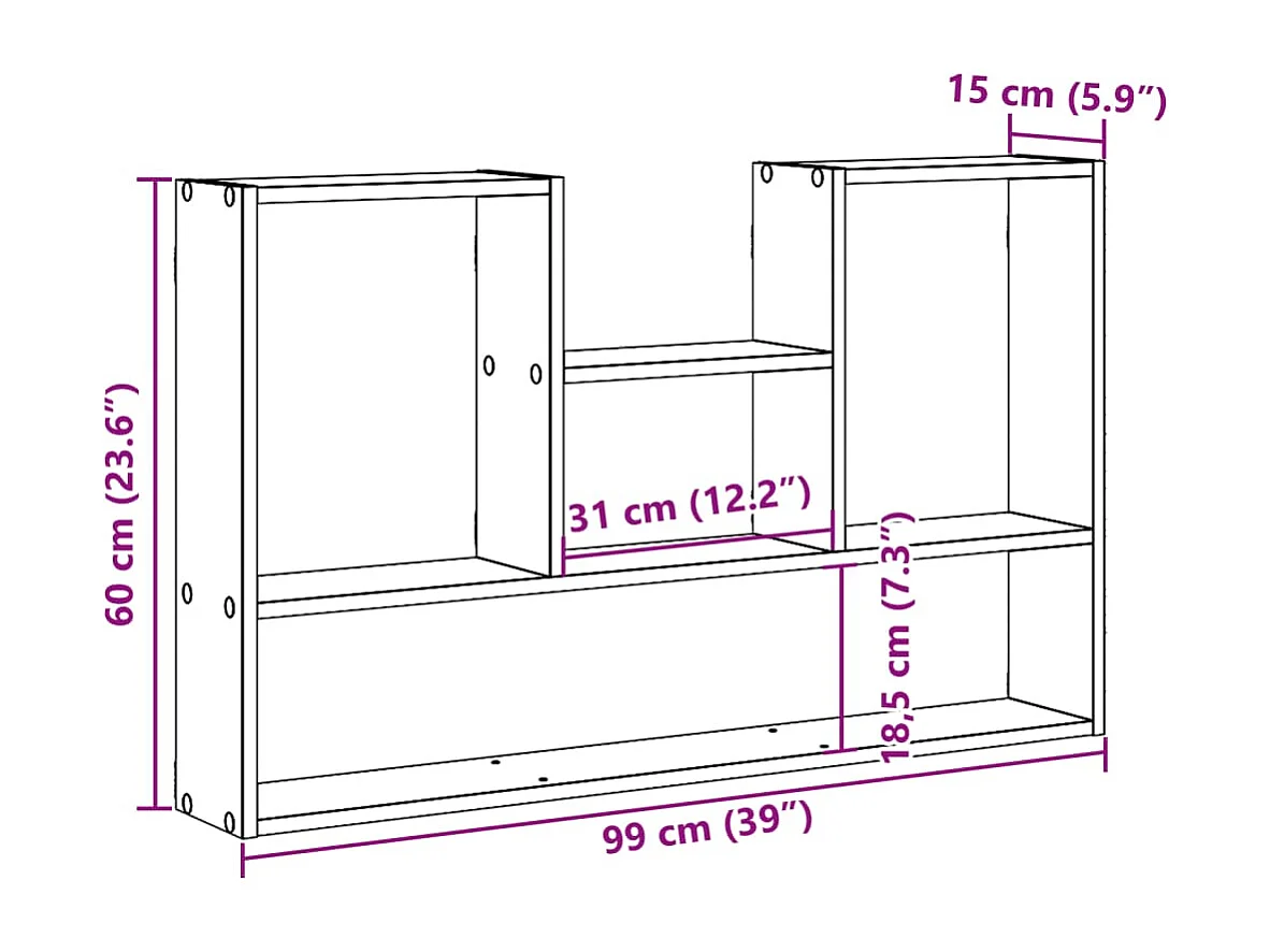 Wandregal Weiß 99 x 15 x 60 cm Holzwerkstoff