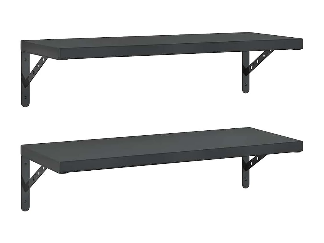 Wandregale 2 Stk. 75x30 cm Schwarz Edelstahl