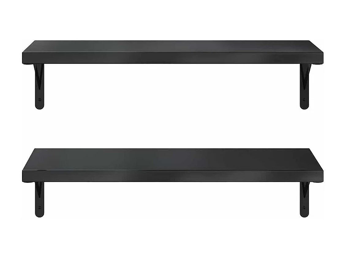 Étagères murales 2 pcs 75x30 cm noir acier inoxydable