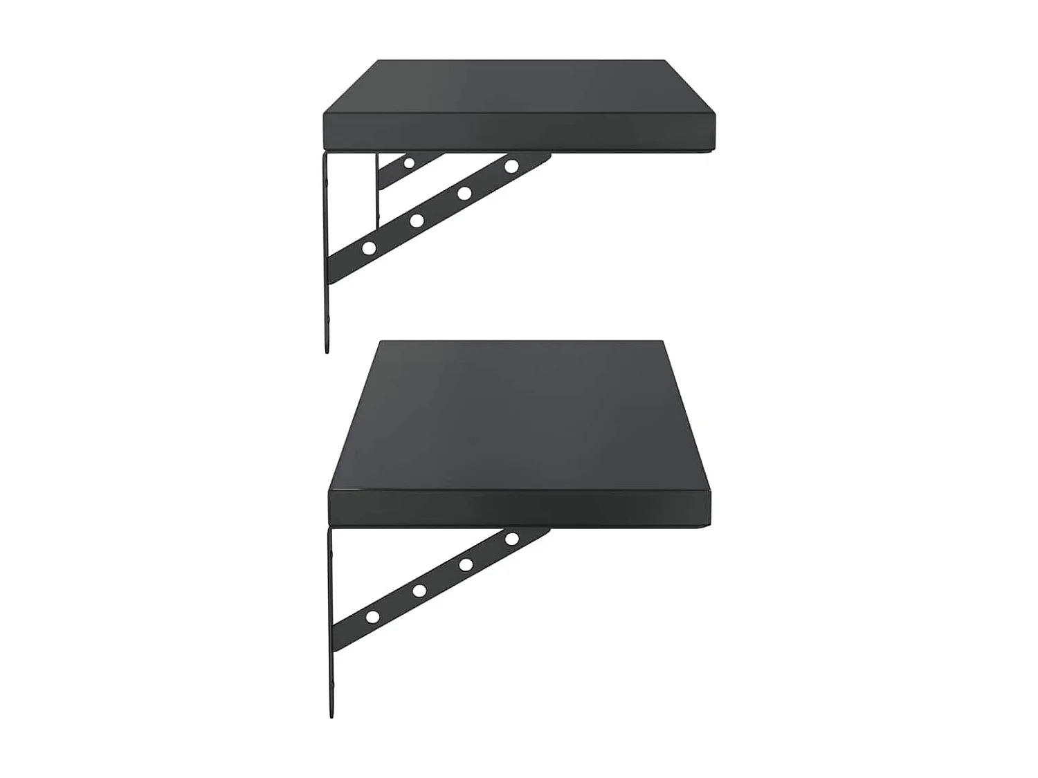 Étagères murales 2 pcs 75x30 cm noir acier inoxydable