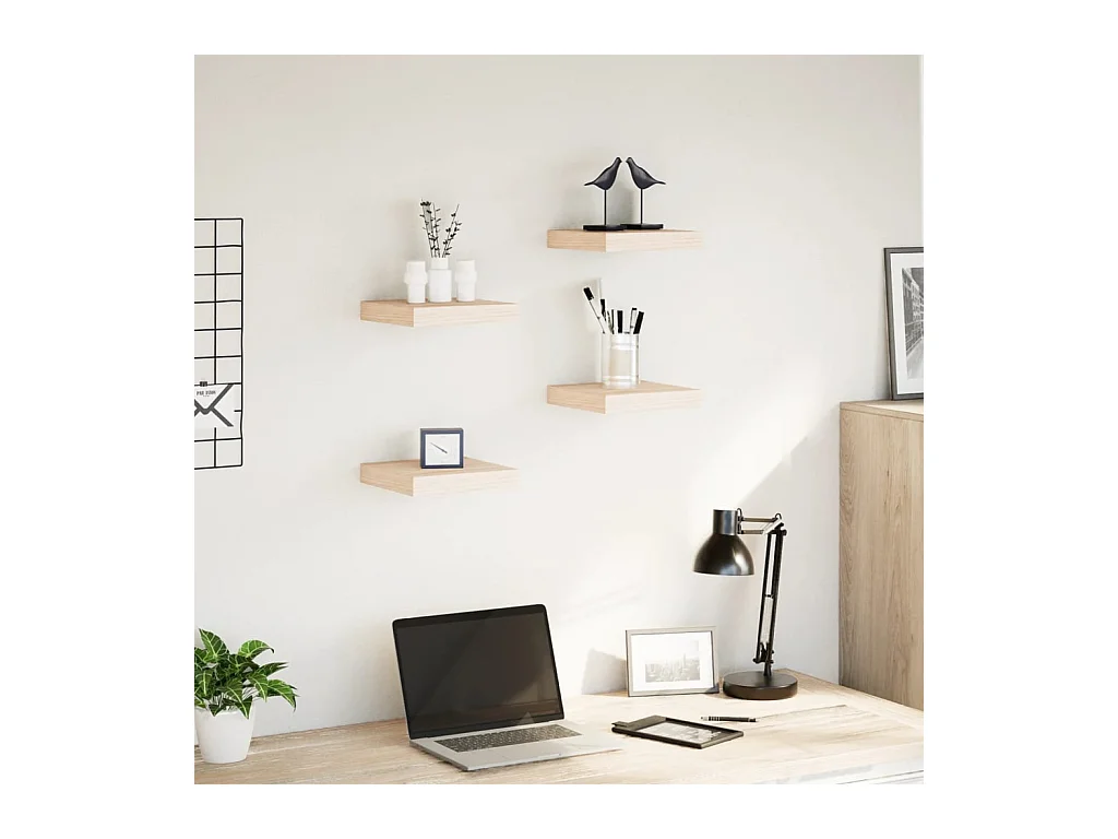 Étagères flottantes 4 pcs 23x23,5x4 cm bois d'ingénierie