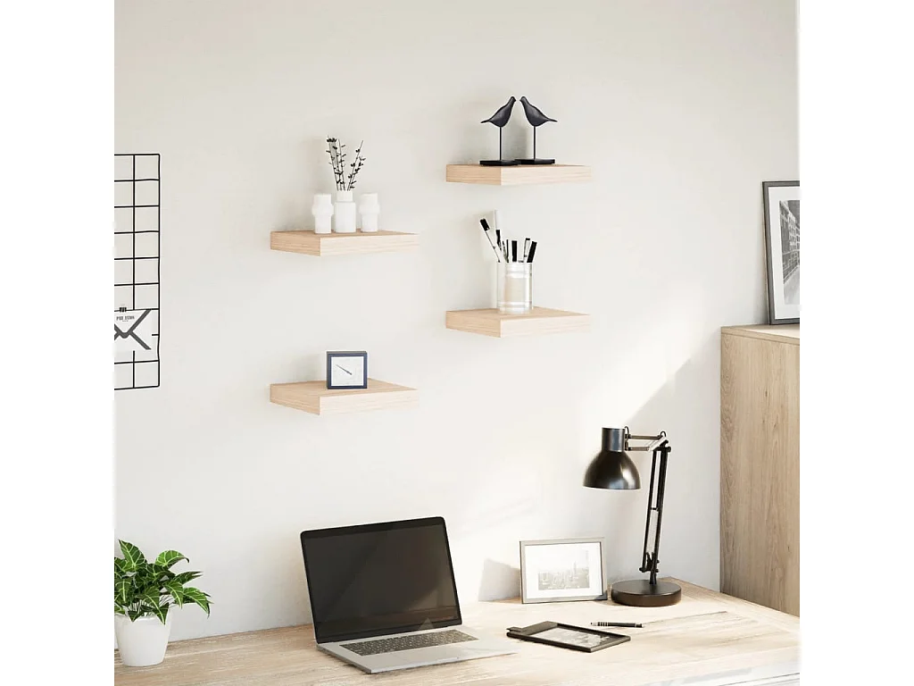Wandschappen 4 st 23x23,5x4 cm bewerkt hout