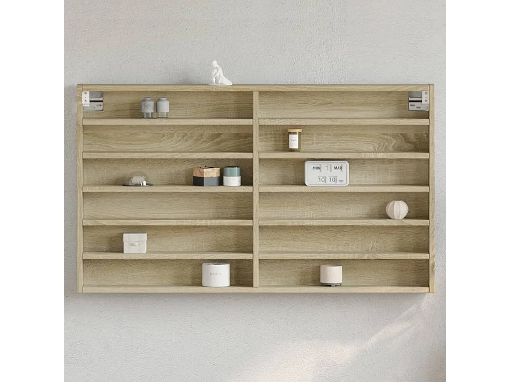 Vitrinekast 100x8,5x58 cm bewerkt hout sonoma eikenkleurig