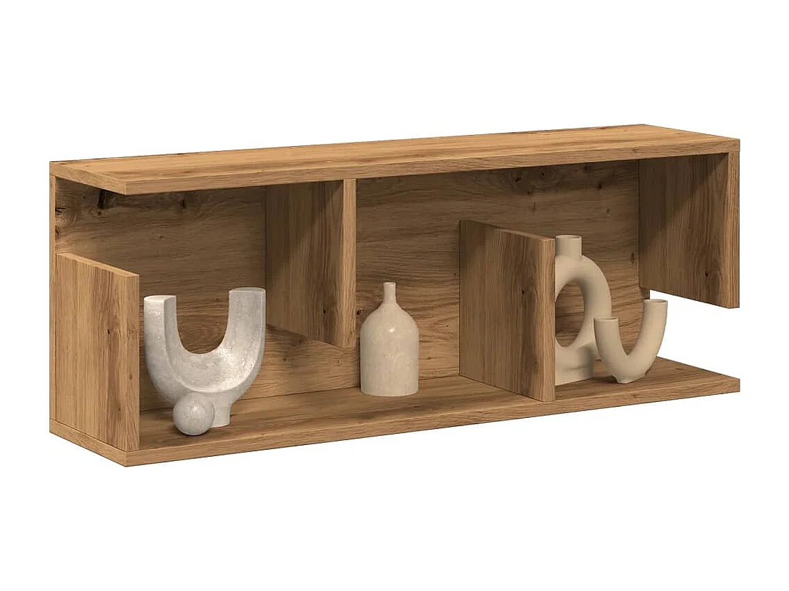 Mobile a Parete 80x20x30cm Rovere Artigianale Legno Multistrato