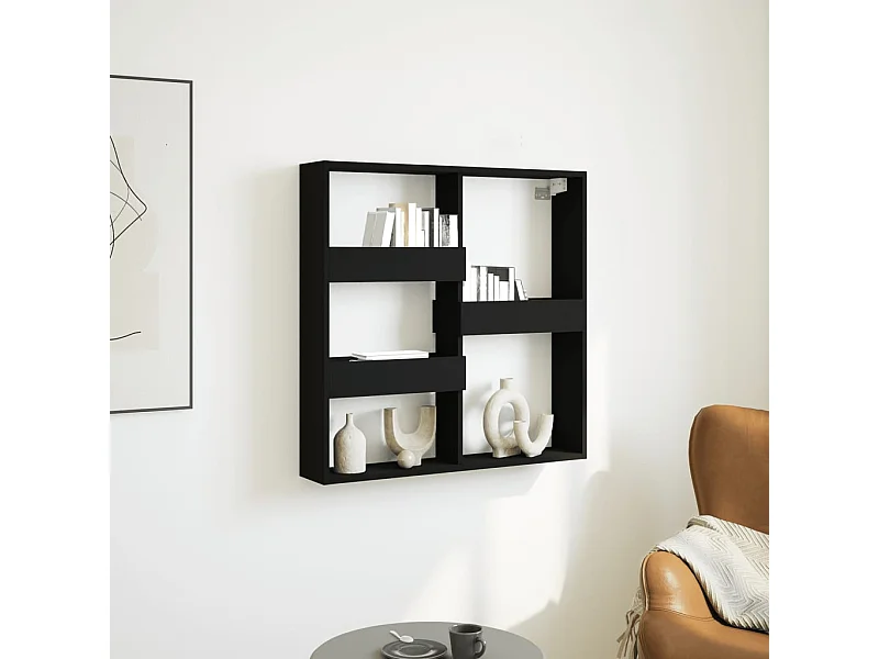 Wandschrank Schwarz 80x15x80 cm Holzwerkstoff