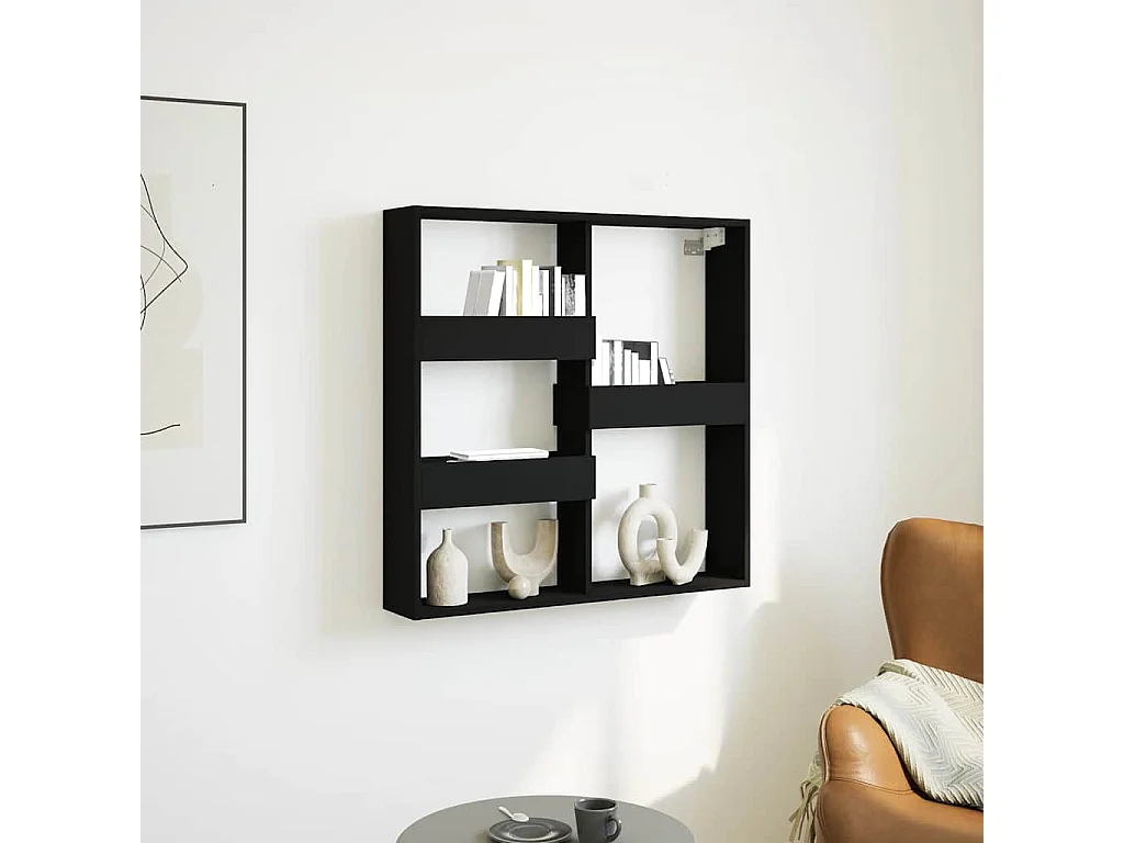 Wandkast 80x15x80 cm bewerkt hout zwart