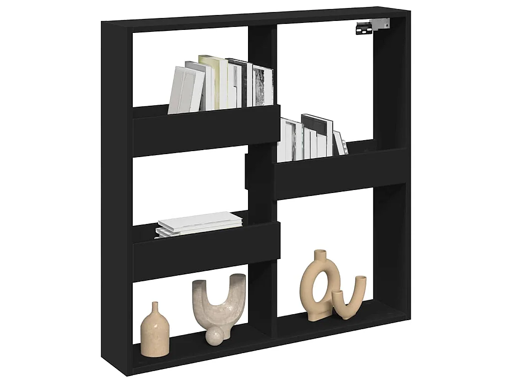 Wandkast 80x15x80 cm bewerkt hout zwart