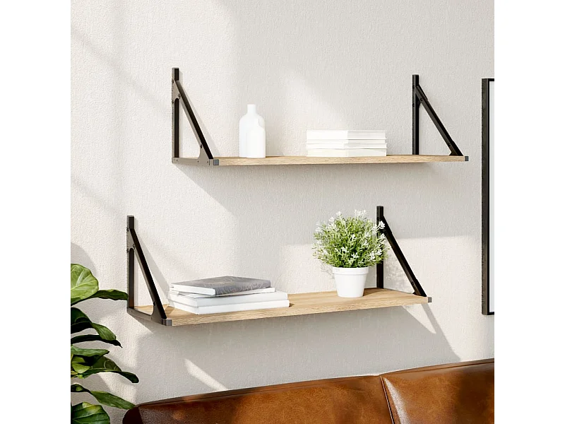 Wandregale 2 Stk. Sonoma-Eiche 80x25x25,5 cm Holzwerkstoff