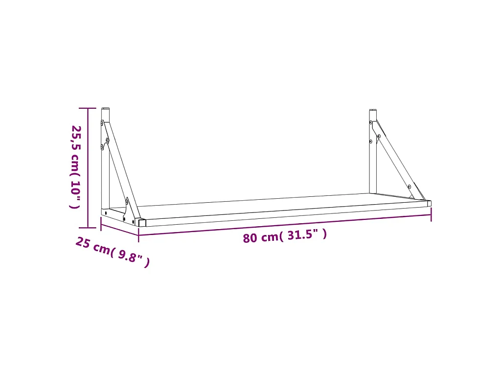Wandplanken 2 st Sonoma eiken 80x25x25,5 cm bewerkt hout