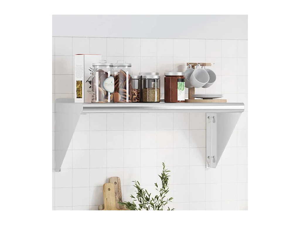 Wandregal 75x30x31 cm Silbern Edelstahl