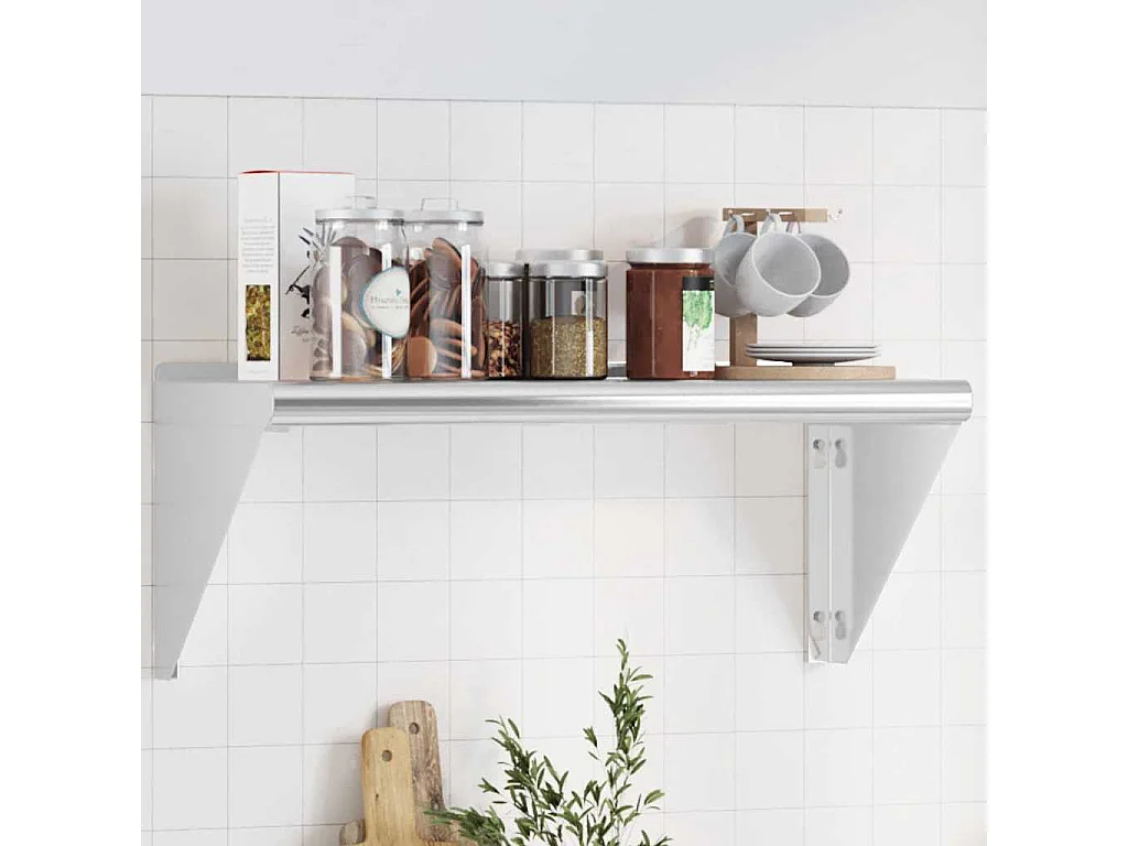 Mensola a Muro 75x30x31 cm Argento in Acciaio Inossidabile