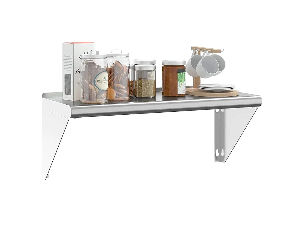 Mensola a Muro 75x30x31 cm Argento in Acciaio Inossidabile