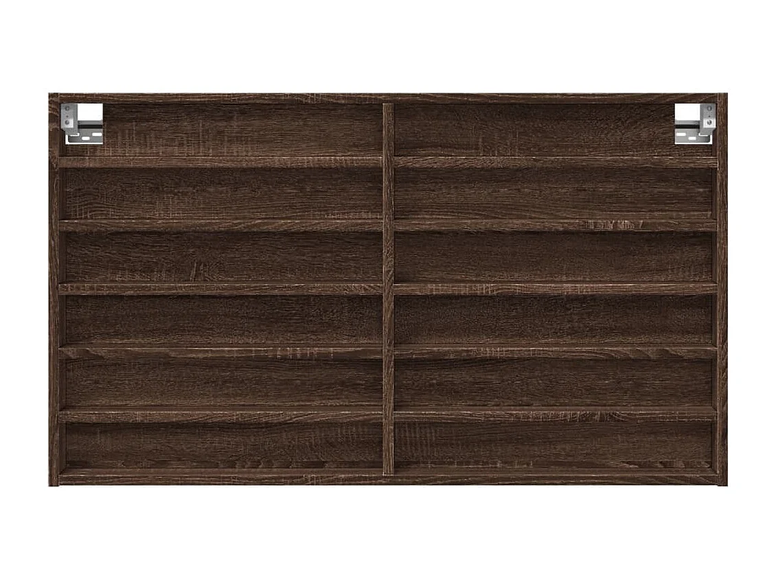 Vitrinekast 100x8,5x58 cm bewerkt hout bruin eikenkleurig
