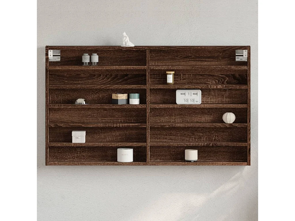 Armoire à vitrine chêne marron 100x8,5x58 cm bois d'ingénierie