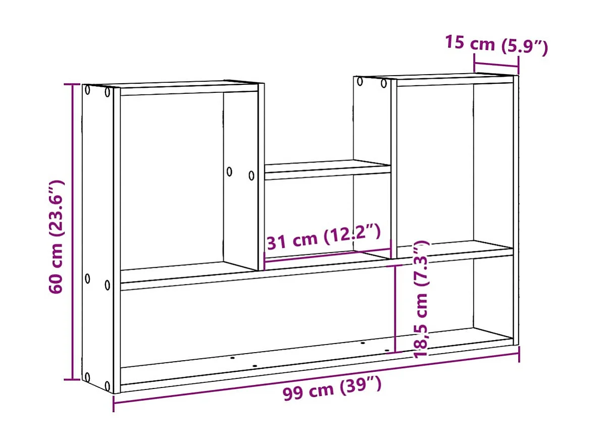 Étagère murale chêne fumé 99x15x60 cm bois d'ingénierie