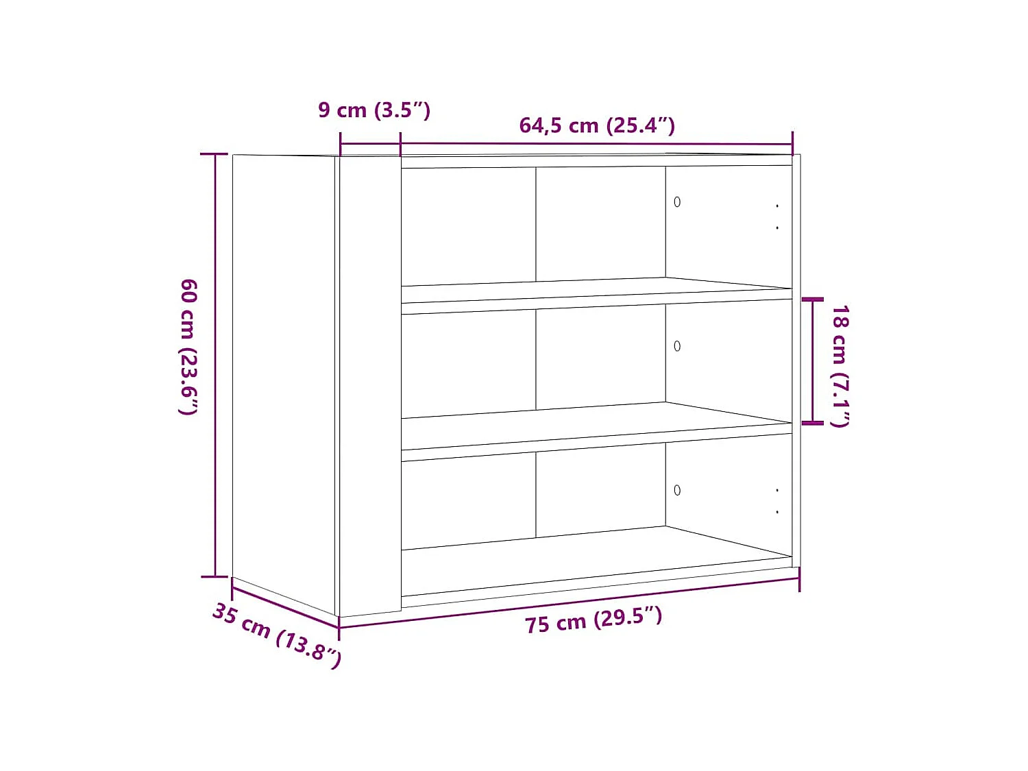 Armario de pared madera de ingeniería roble ahumado 75x35x60 cm