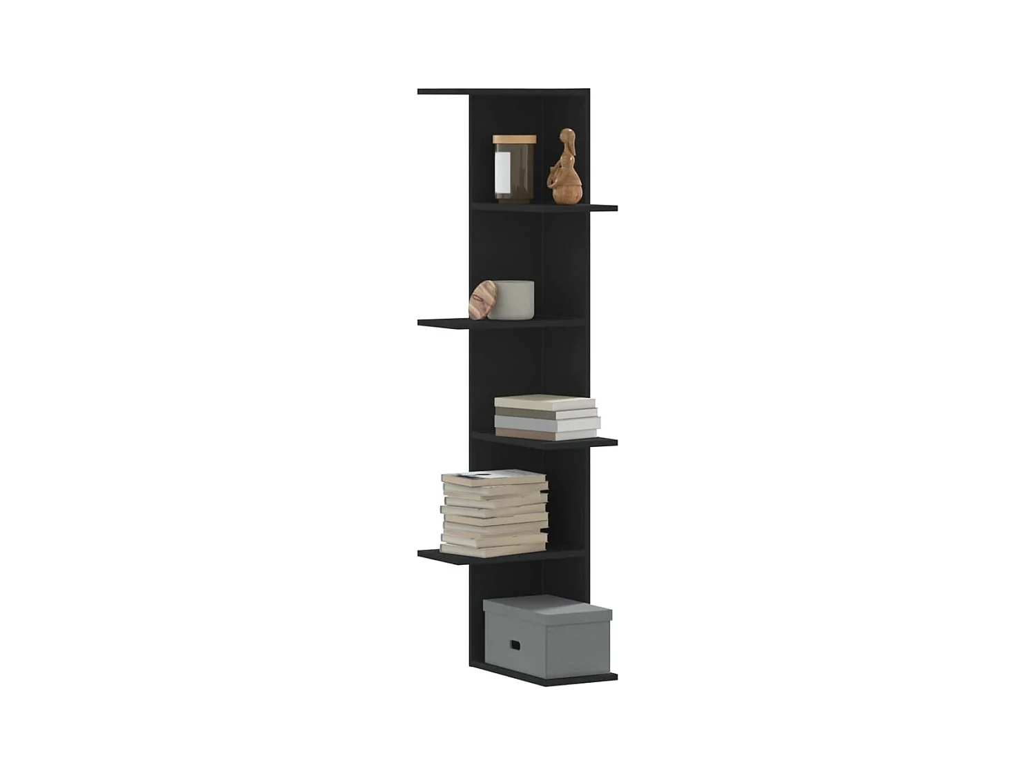 Wand-Eckregal Schwarz 36,5x36,5x140 cm Holzwerkstoff