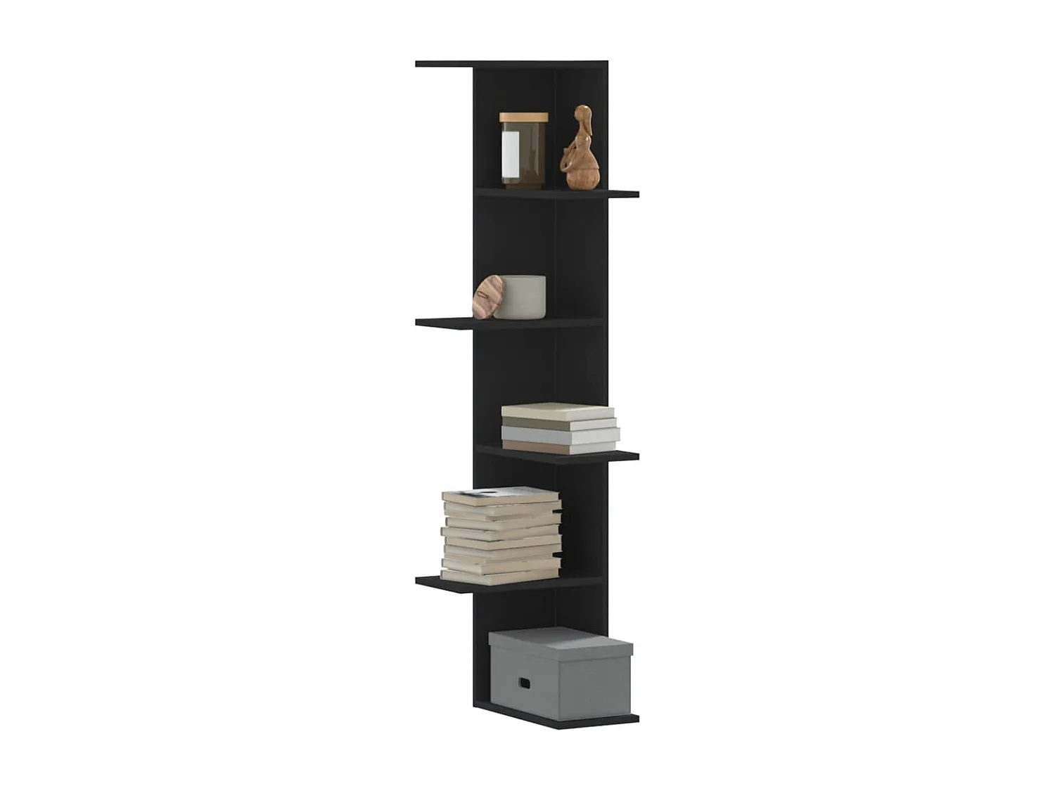 Hoekwandschap 36,5x36,5x140 cm bewerkt hout zwart