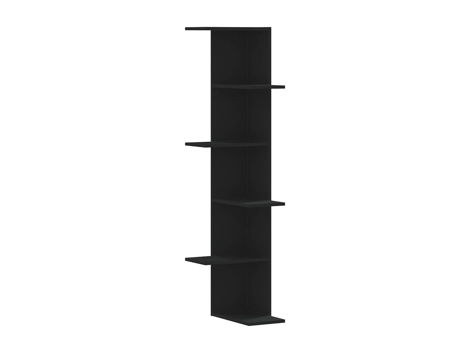 Hoekwandschap 36,5x36,5x140 cm bewerkt hout zwart