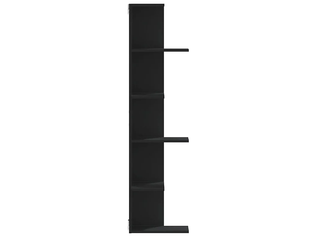 Étagère d'angle murale noir 36,5x36,5x140 cm bois d'ingénierie