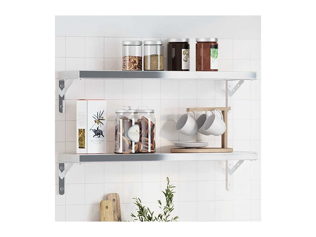 Plankdragers 4 st 20x2,5x14 cm roestvrijstaal zilverkleurig