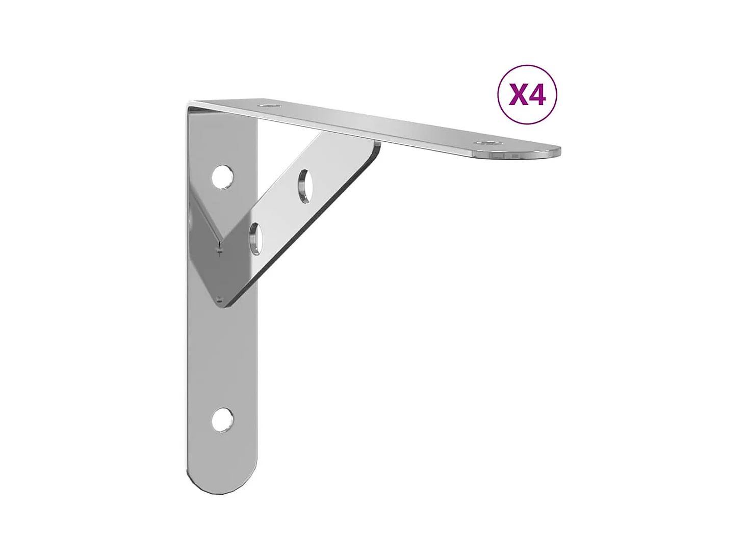 Plankdragers 4 st 20x2,5x14 cm roestvrijstaal zilverkleurig
