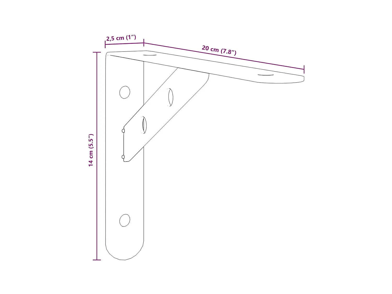 Plankdragers 4 st 20x2,5x14 cm roestvrijstaal zilverkleurig