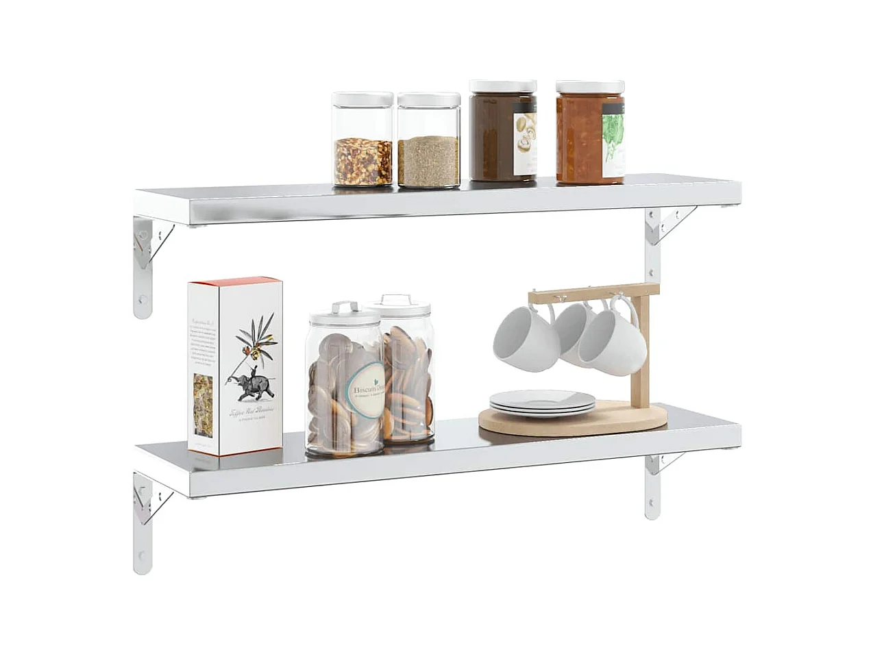 Plankdragers 4 st 20x2,5x14 cm roestvrijstaal zilverkleurig