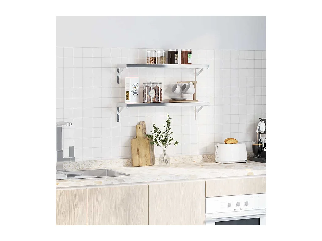 Plankdragers 4 st 20x2,5x14 cm roestvrijstaal zilverkleurig