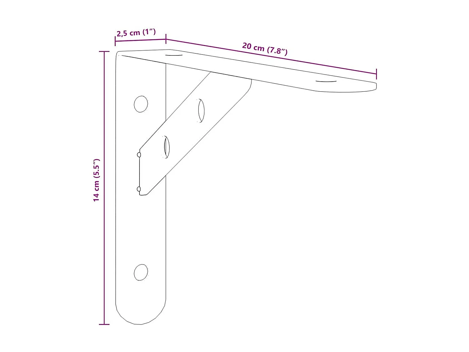 Suportes prateleira 4pcs 20x2,5x14 cm aço inoxidável prateado