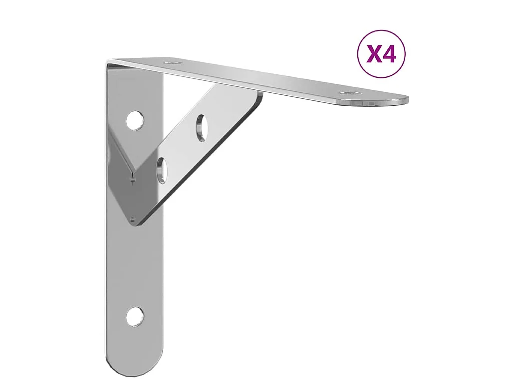 Supports d'étagères 4 pcs 20x2,5x14 cm argenté acier inoxydable