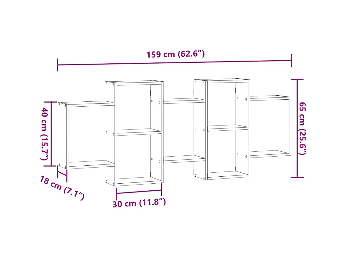 Étagère murale blanc 159x18x65 cm bois d'ingénierie