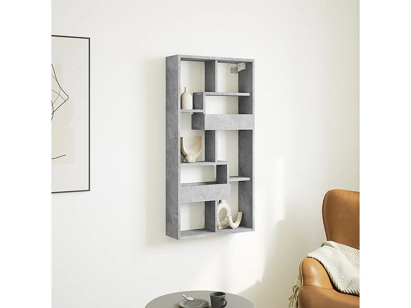 Wandkast 50x15x100 cm bewerkt hout betongrijs