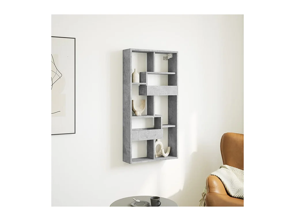 Armario de pared madera ingeniería gris hormigón 50x15x100 cm