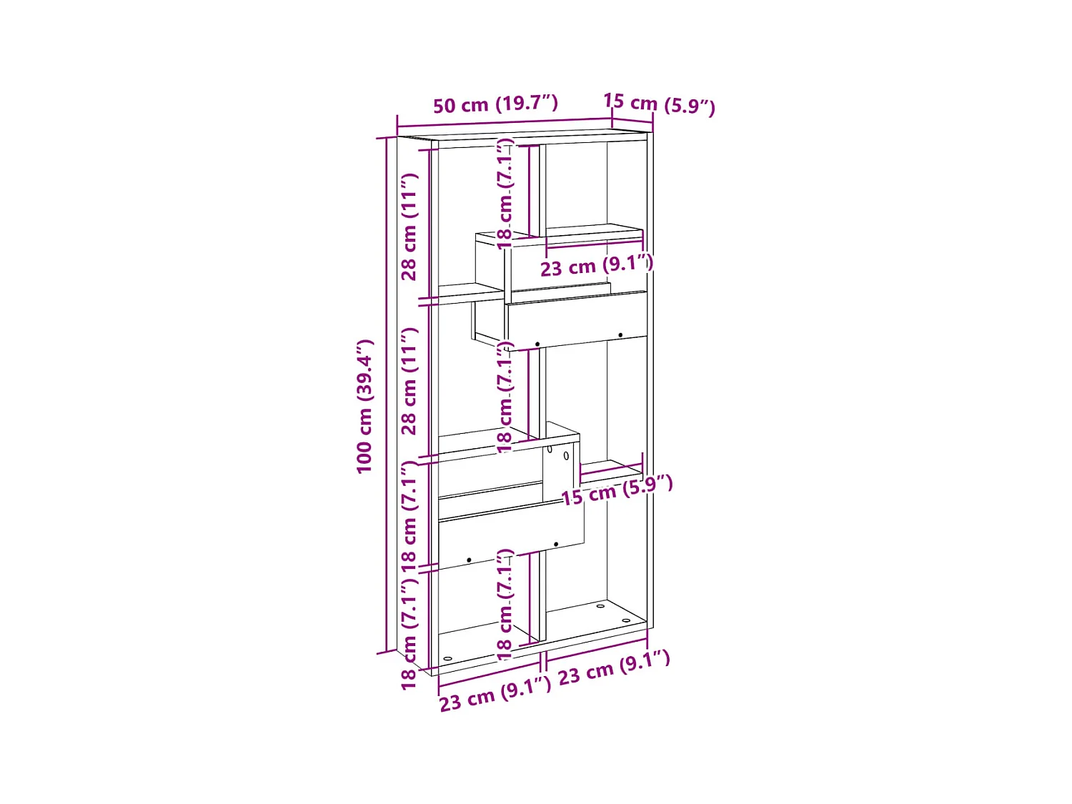 Armario de pared madera ingeniería gris hormigón 50x15x100 cm