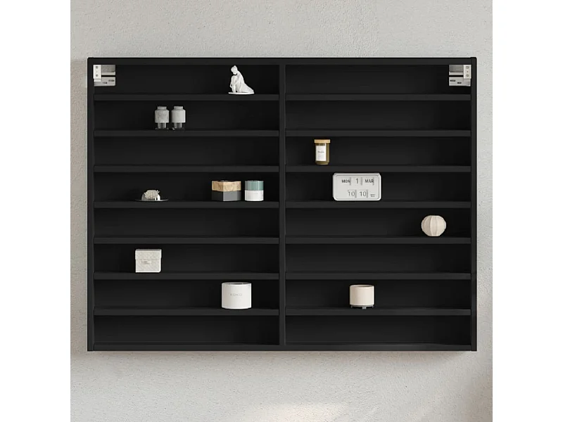 Vitrinekast 100x8,5x75 cm bewerkt hout zwart