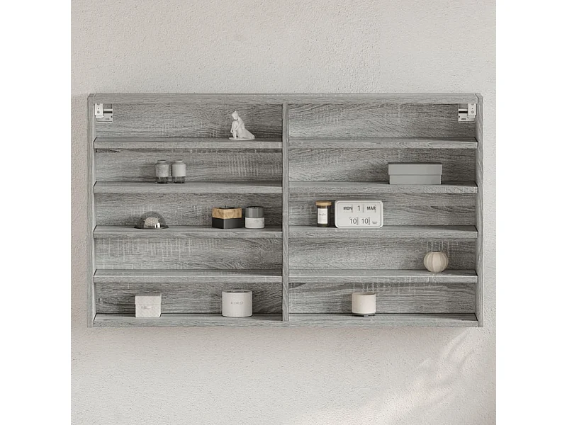 Armário vitrine 100x15x58 cm derivados de madeira cinza sonoma