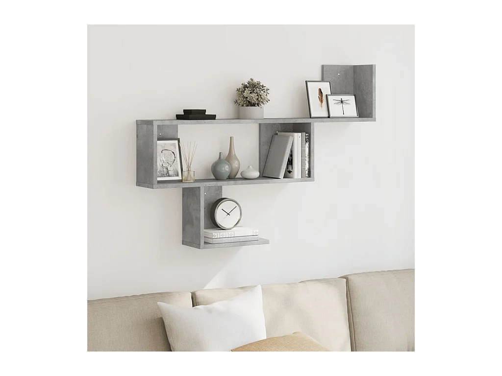 Estante de pared madera ingeniería gris hormigón 100x15x70 cm