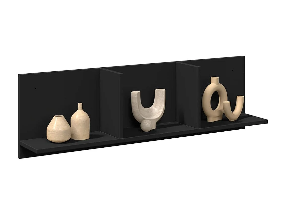 Mueble de pared madera de ingeniería negro 100x16,5x30 cm