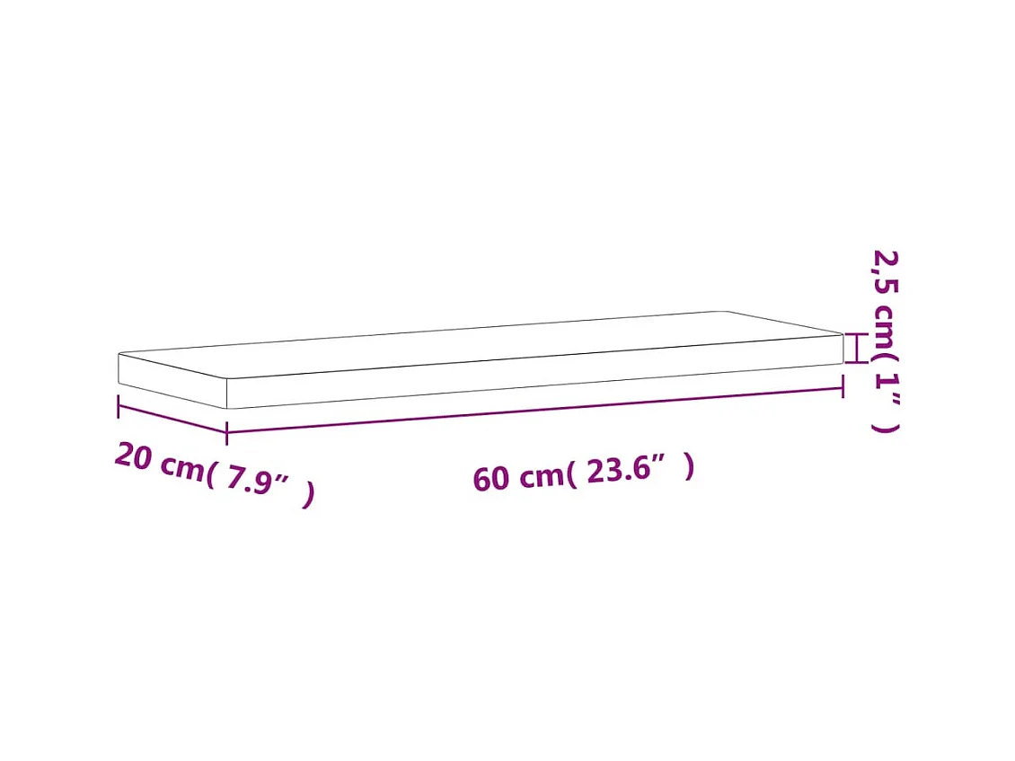 Wandregal 60x20x2,5 cm Massivholz Buche