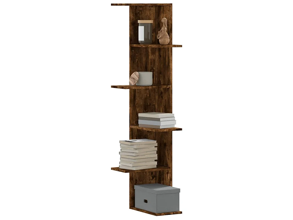 Wand-Eckregal Räuchereiche 36,5x36,5x140 cm Holzwerkstoff