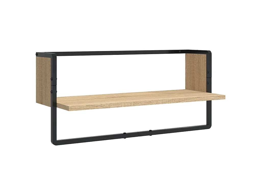 Ensemble d'étagères murales avec barres 4 pcs chêne sonoma