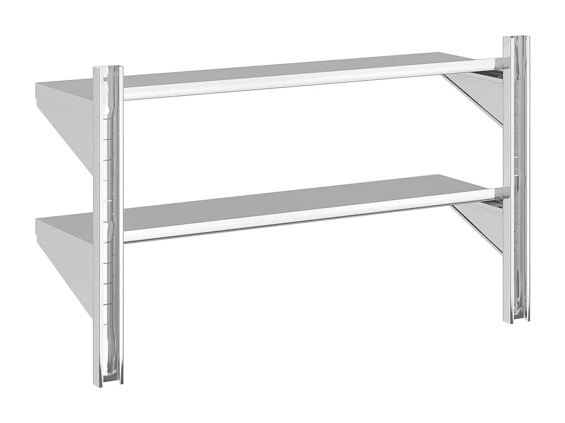 Wandschap 2-laags 100x30x60 cm roestvrijstaal zilverkleurig