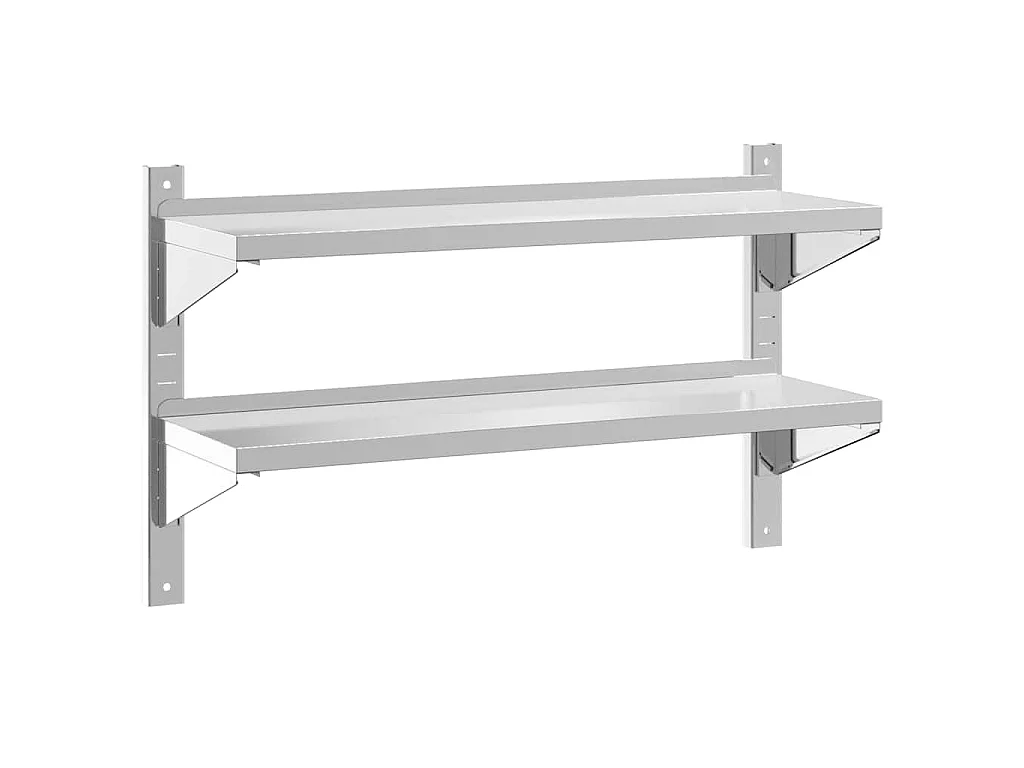 Wandregal mit 2 Böden 100x30x60 cm Silbern Edelstahl